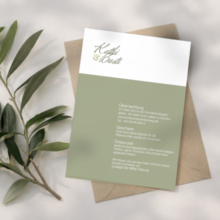 Hochzeitslogo auf Hochzeitseinladung